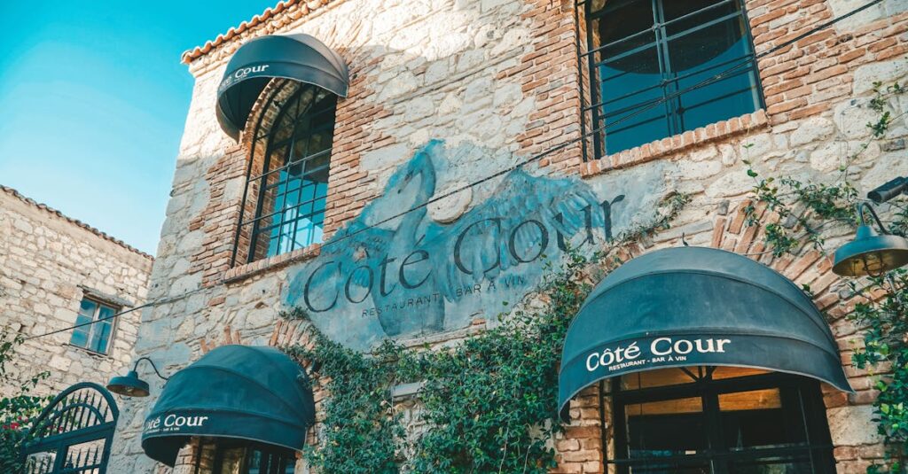 Discover the rustic beauty of a stone facade restaurant in Alaçatı, İzmir, Turkey.